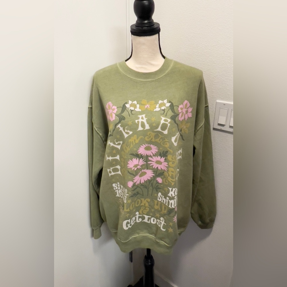 New without tag Billabong light olive green sweat shirt size S
